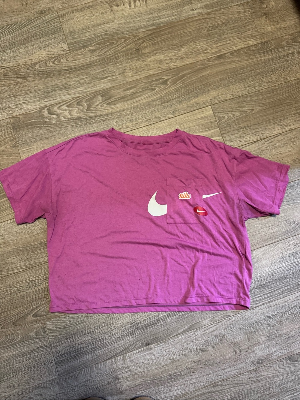 Nike Pink Short Sleeve Tee with Multiple Swoosh Logos